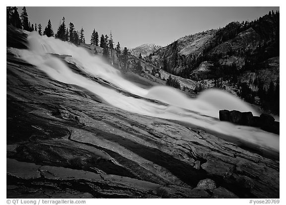 Waterwheels Fall, dusk. Yosemite National Park (black and white)
