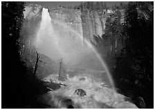 Nevada Falls with rainbow, afternoon. Yosemite National Park, California, USA. (black and white)