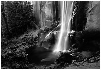 Base of Vernal Falls with lower autumn flow. Yosemite National Park ( black and white)