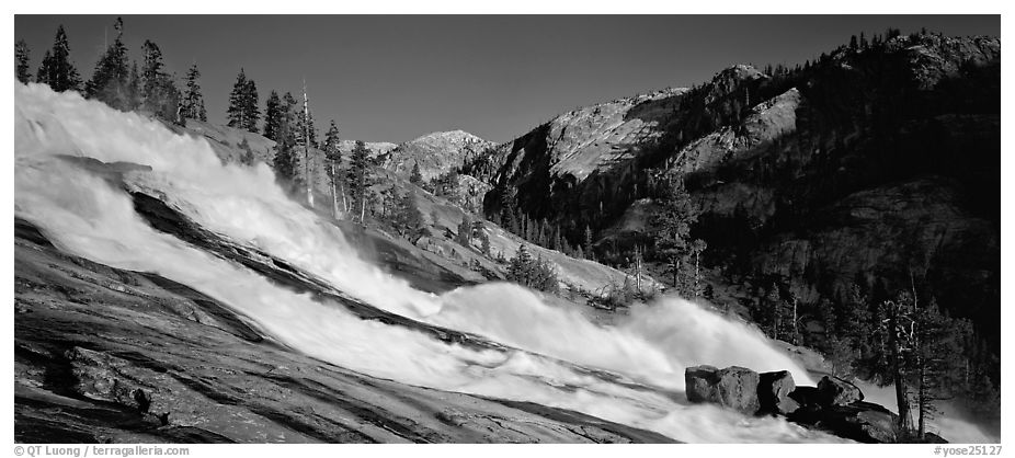 Waterwheel falls in the afternoon. Yosemite National Park (black and white)