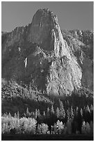 Sentinel Rock, late afternoon. Yosemite National Park, California, USA. (black and white)