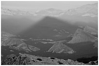Shadow cone of Mount Hoffman at sunset. Yosemite National Park, California, USA. (black and white)
