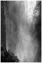 Falling water and spray, Bridalveil falls. Yosemite National Park ( black and white)