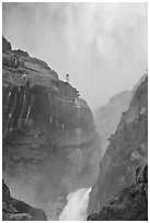Gully between Upper and Lower Yosemite Falls. Yosemite National Park ( black and white)