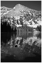Tenaya Peak reflected in Tenaya Lake, early spring. Yosemite National Park ( black and white)