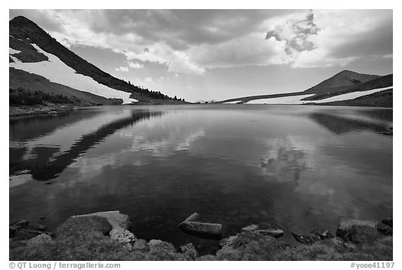 Approaching storm above Gaylor Lake. Yosemite National Park (black and white)