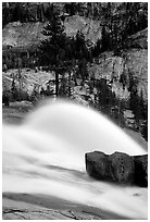 Waterwheel at dusk, Waterwheel falls. Yosemite National Park, California, USA. (black and white)