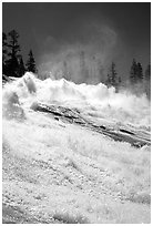 Raging waters of Waterwheel Falls, morning. Yosemite National Park, California, USA. (black and white)