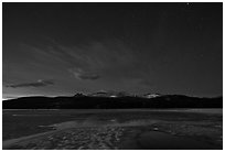 Snow-covered Twolumne Meadows by night. Yosemite National Park, California, USA. (black and white)