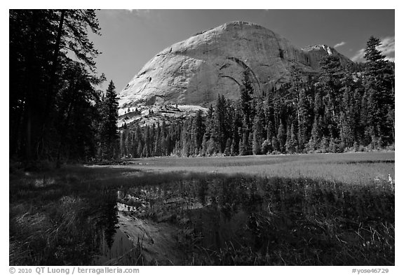 Half-Dome from Hidden Lake. Yosemite National Park (black and white)
