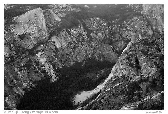 Tenaya Creek from above. Yosemite National Park (black and white)