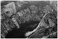 Tenaya Creek from above. Yosemite National Park, California, USA. (black and white)