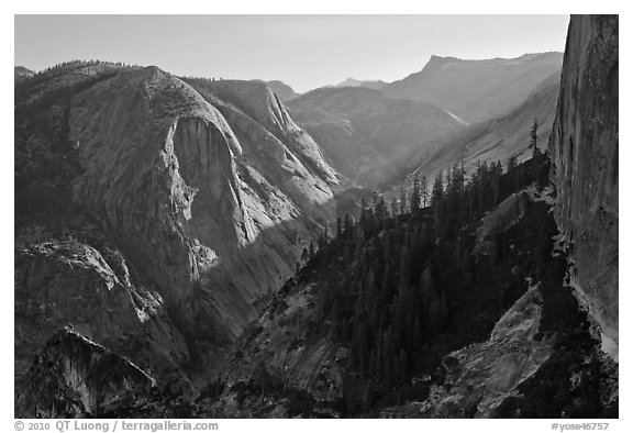 Tenaya Canyon and Mt Watkins. Yosemite National Park (black and white)