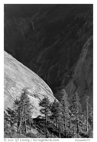 North Dome with Illouette Fall in distance. Yosemite National Park, California, USA.