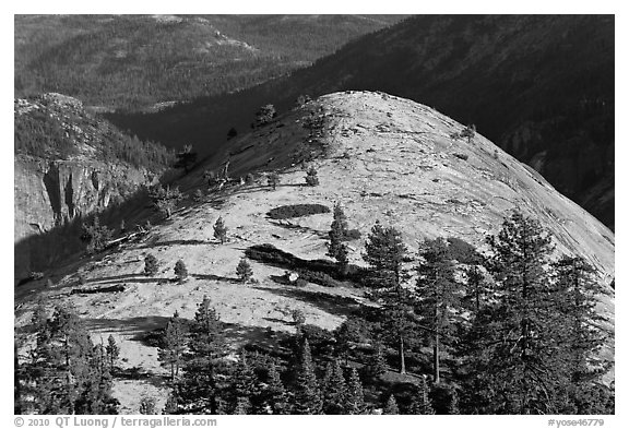 Granite exfoliation North Dome. Yosemite National Park (black and white)