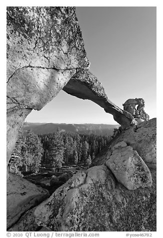 Indian Rock natural arch. Yosemite National Park (black and white)