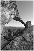 Indian Rock natural arch. Yosemite National Park, California, USA. (black and white)