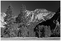 Ahwanhee Meadow, summer. Yosemite National Park, California, USA. (black and white)