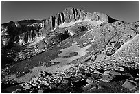 North Peak seen from McCabe Pass. Yosemite National Park, California, USA. (black and white)