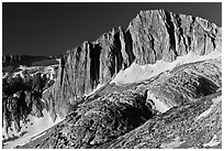 Craggy face of North Peak mountain. Yosemite National Park, California, USA. (black and white)