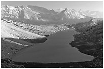 Roosevelt Lake from above, late afternoon. Yosemite National Park ( black and white)