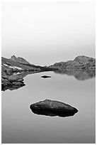 Stone in Roosevelt Lake, dawn. Yosemite National Park ( black and white)