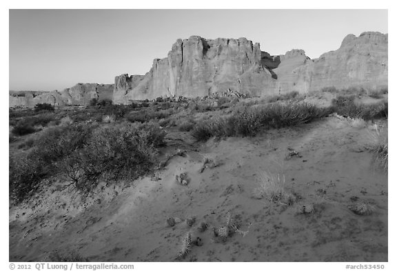 Great Wall at sunrise. Arches National Park (black and white)