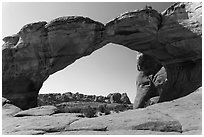 Broken Arch from the back. Arches National Park, Utah, USA. (black and white)