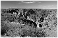 View from North rim. Black Canyon of the Gunnison National Park, Colorado, USA. (black and white)