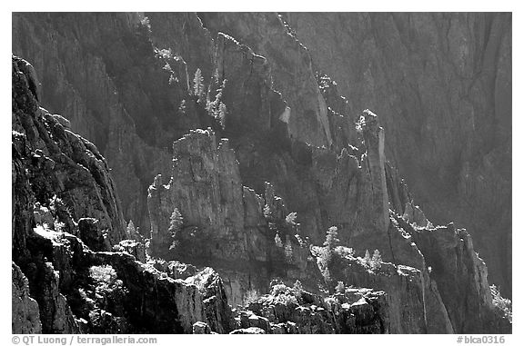 Blue hues from Island peaks view, North rim. Black Canyon of the Gunnison National Park (black and white)