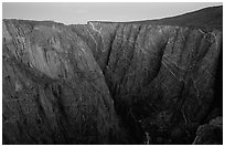 Painted wall from Chasm view at dawn, North rim. Black Canyon of the Gunnison National Park, Colorado, USA. (black and white)