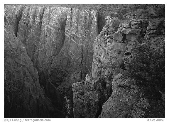 The painted wall from Chasm view, North rim. Black Canyon of the Gunnison National Park (black and white)