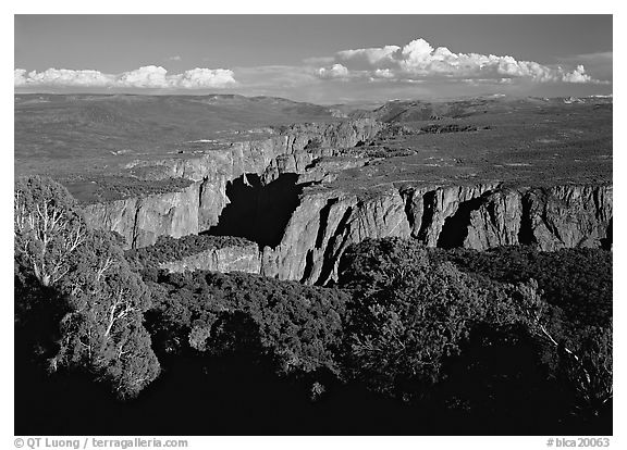 Canyon from  North vista trail. Black Canyon of the Gunnison National Park (black and white)