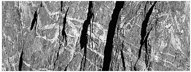 Crystalline marbled walls. Black Canyon of the Gunnison National Park (Panoramic black and white)