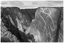 Painted wall from south rim. Black Canyon of the Gunnison National Park, Colorado, USA. (black and white)