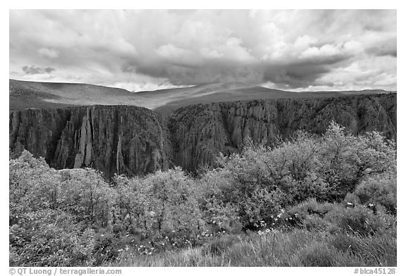 Canyon and storm clouds, Gunnison Point. Black Canyon of the Gunnison National Park (black and white)