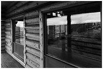 Visitor center windows. Black Canyon of the Gunnison National Park, Colorado, USA. (black and white)