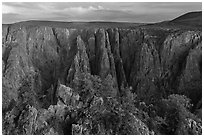 View from Gunnison point. Black Canyon of the Gunnison National Park, Colorado, USA. (black and white)