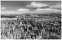 Silent City in Bryce Amphitheater from Bryce Point, morning. Bryce Canyon National Park, Utah, USA. (black and white)