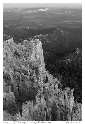 Rock formations and forest near Yovimpa Point. Bryce Canyon National Park (black and white)