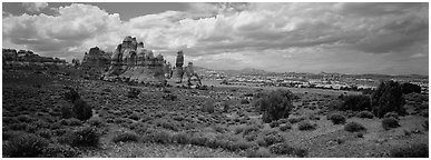 Chessler Park and rock formations, Needles District. Canyonlands National Park (Panoramic black and white)