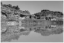 Cliffs reflected in Colorado River. Canyonlands National Park ( black and white)