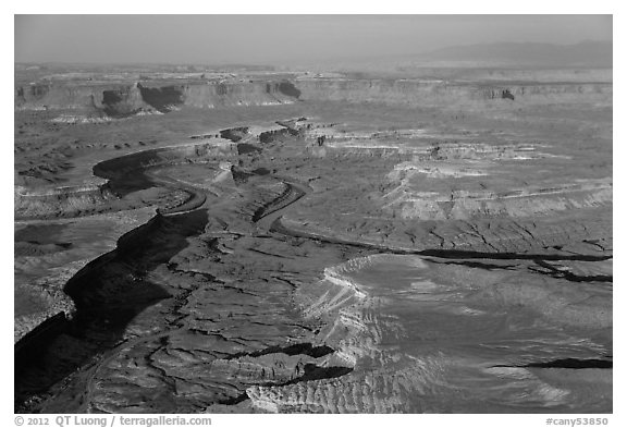 Aerial view of Green River Canyon. Canyonlands National Park (black and white)