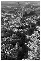 Aerial view of Maze and Elaterite Butte. Canyonlands National Park ( black and white)