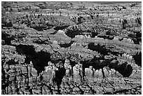 Aerial view of pinnacles, Needles District. Canyonlands National Park, Utah, USA. (black and white)
