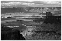 View over White Rim from High Spur. Canyonlands National Park, Utah, USA. (black and white)
