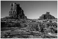 The Eternal Flame, late afternoon, land of Standing rocks. Canyonlands National Park, Utah, USA. (black and white)