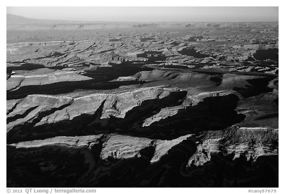Aerial View of Maze District, Island in the sky in background. Canyonlands National Park, Utah, USA.
