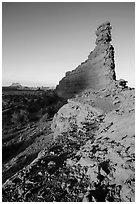 Bishops Member at sunset, Maze District. Canyonlands National Park, Utah, USA. (black and white)