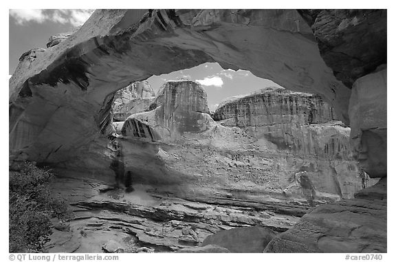 Hickman Bridge natural arch. Capitol Reef National Park (black and white)